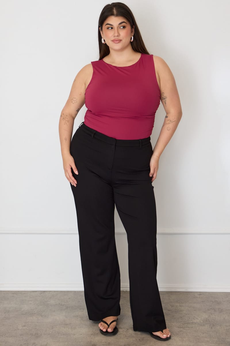 Black Mid Rise Tailored Ponte Pants for YouandAll Fashion