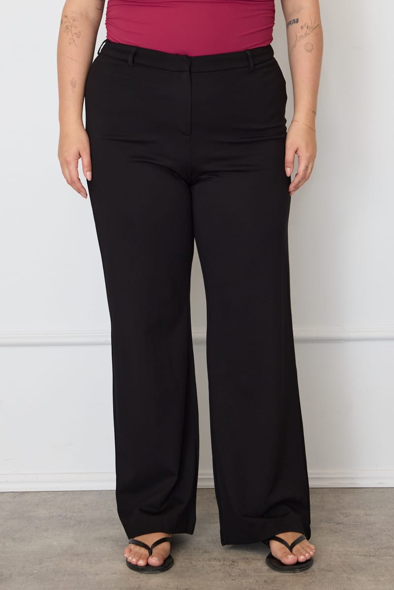 Black Mid Rise Tailored Ponte Pants for YouandAll Fashion