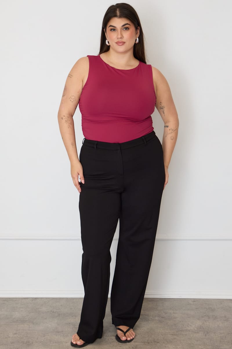 Black Mid Rise Tailored Ponte Pants for YouandAll Fashion