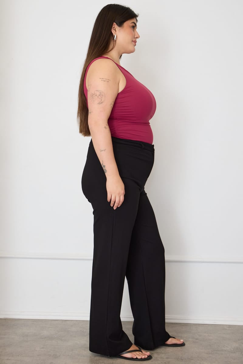 Black Mid Rise Tailored Ponte Pants for YouandAll Fashion