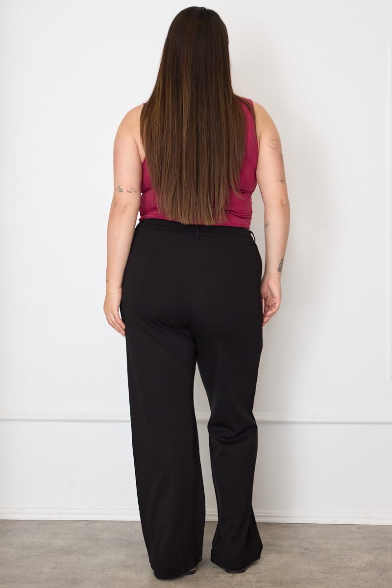 Black Mid Rise Tailored Ponte Pants for YouandAll Fashion