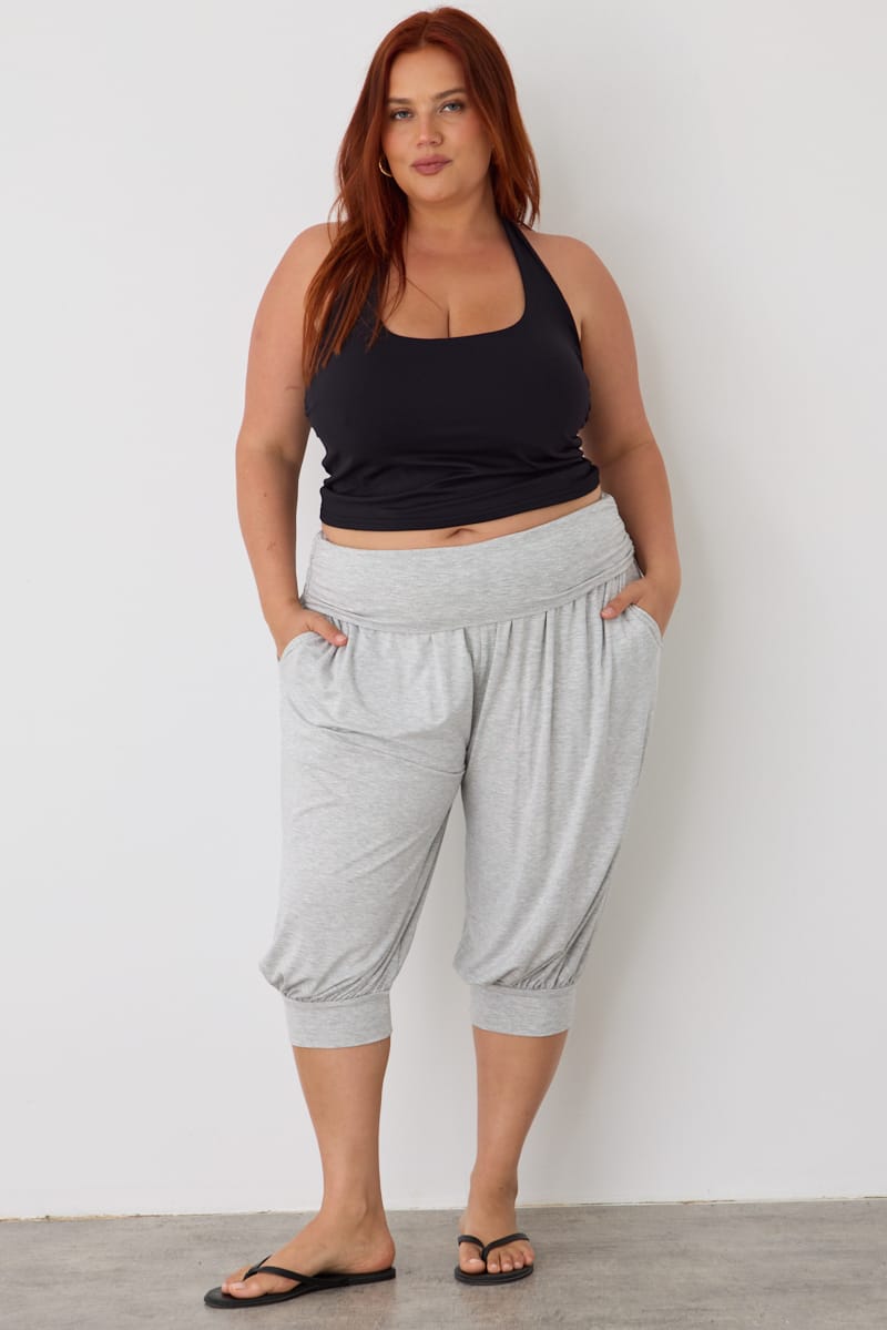 Grey Cropped Balloon Pants for YouandAll Fashion