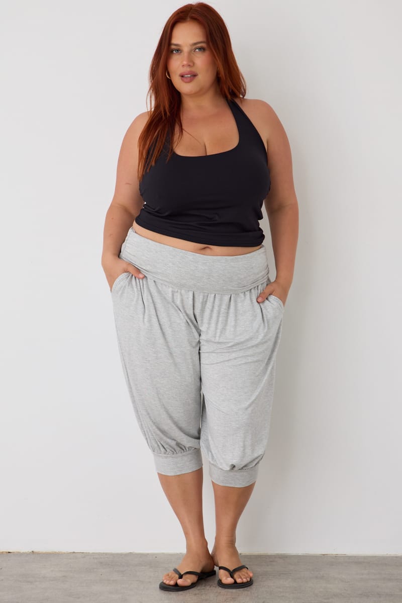 Grey Cropped Balloon Pants for YouandAll Fashion