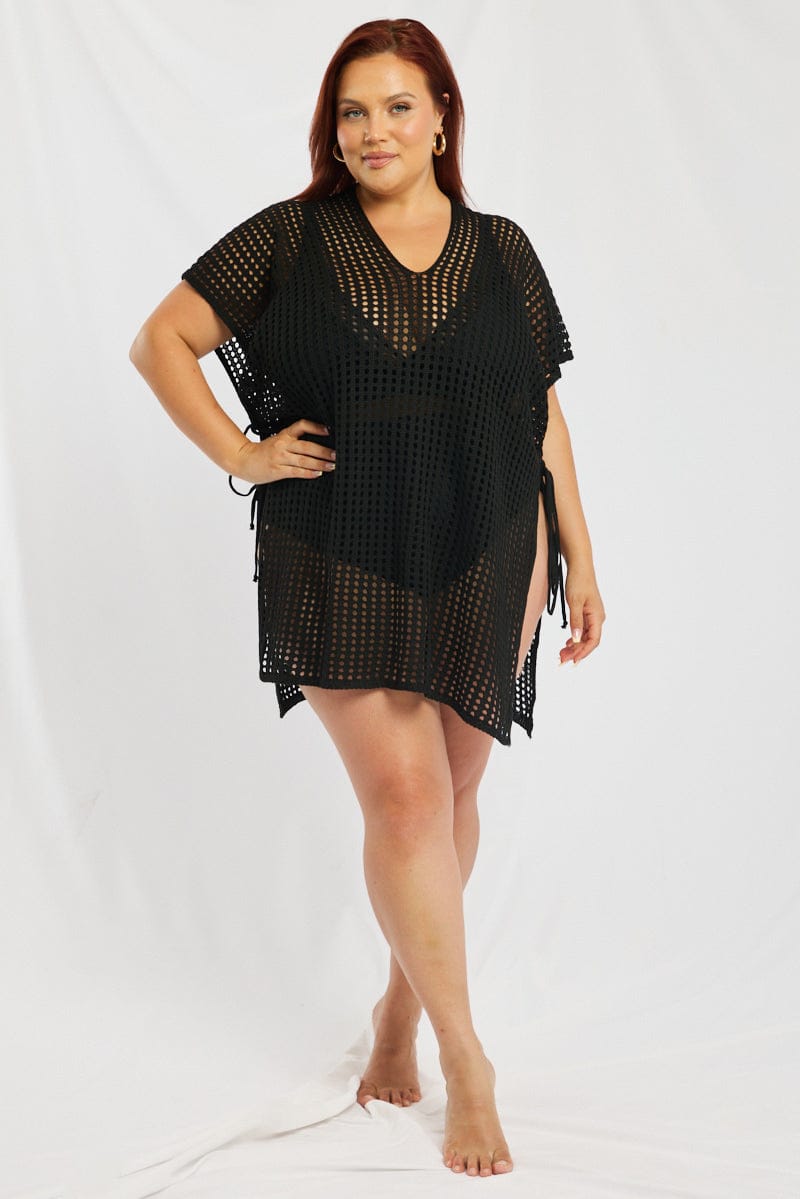 Black Beach Mini Dress Cover Up for YouandAll Fashion