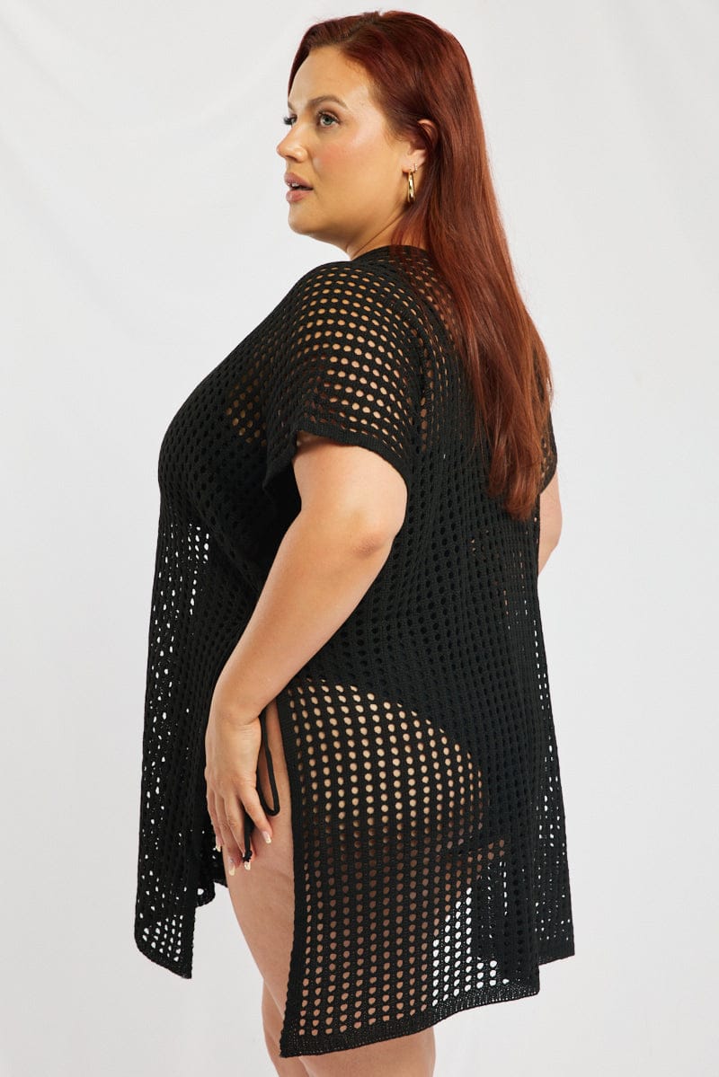 Black Beach Mini Dress Cover Up for YouandAll Fashion