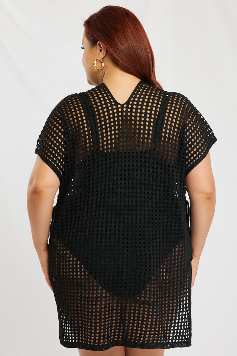 Black Beach Mini Dress Cover Up