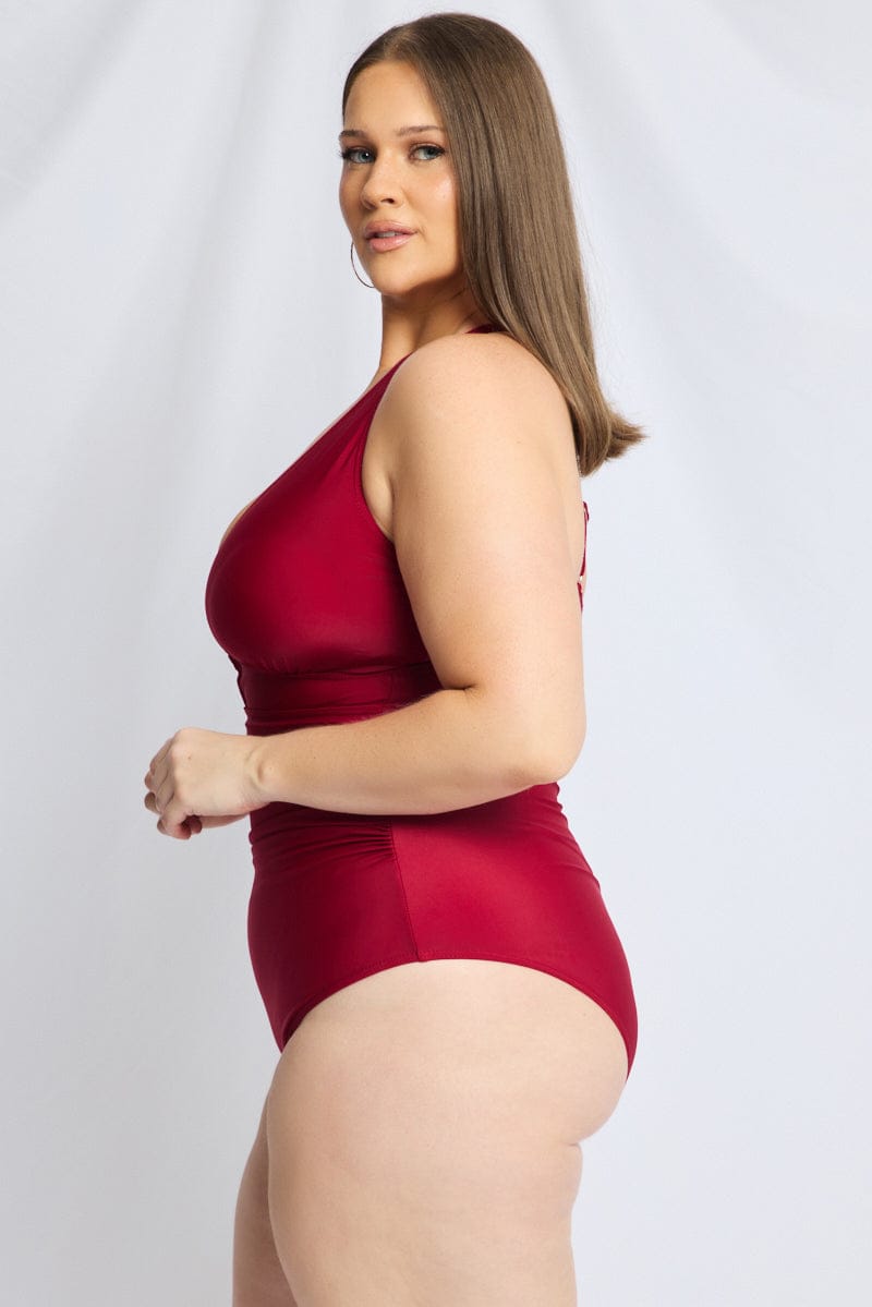 Red Animal Print Cut Out One Piece Swimsuit for YouandAll Fashion