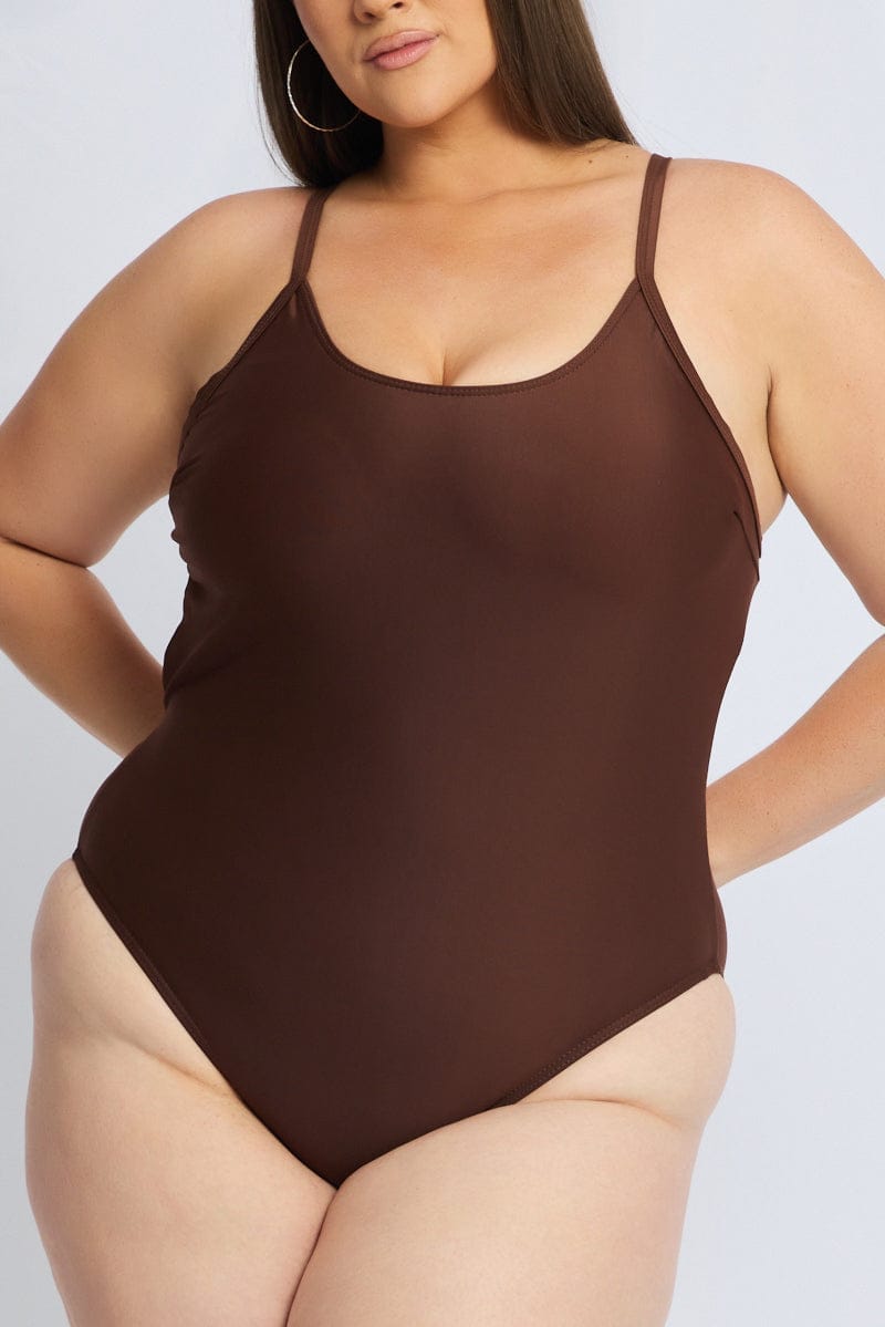 Brown One Piece Swimsuit for YouandAll Fashion