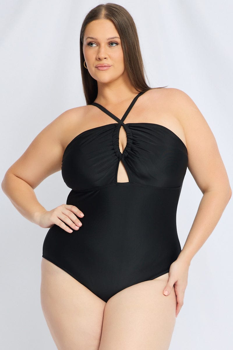 Black Abstract One Piece Swimsuit for YouandAll Fashion