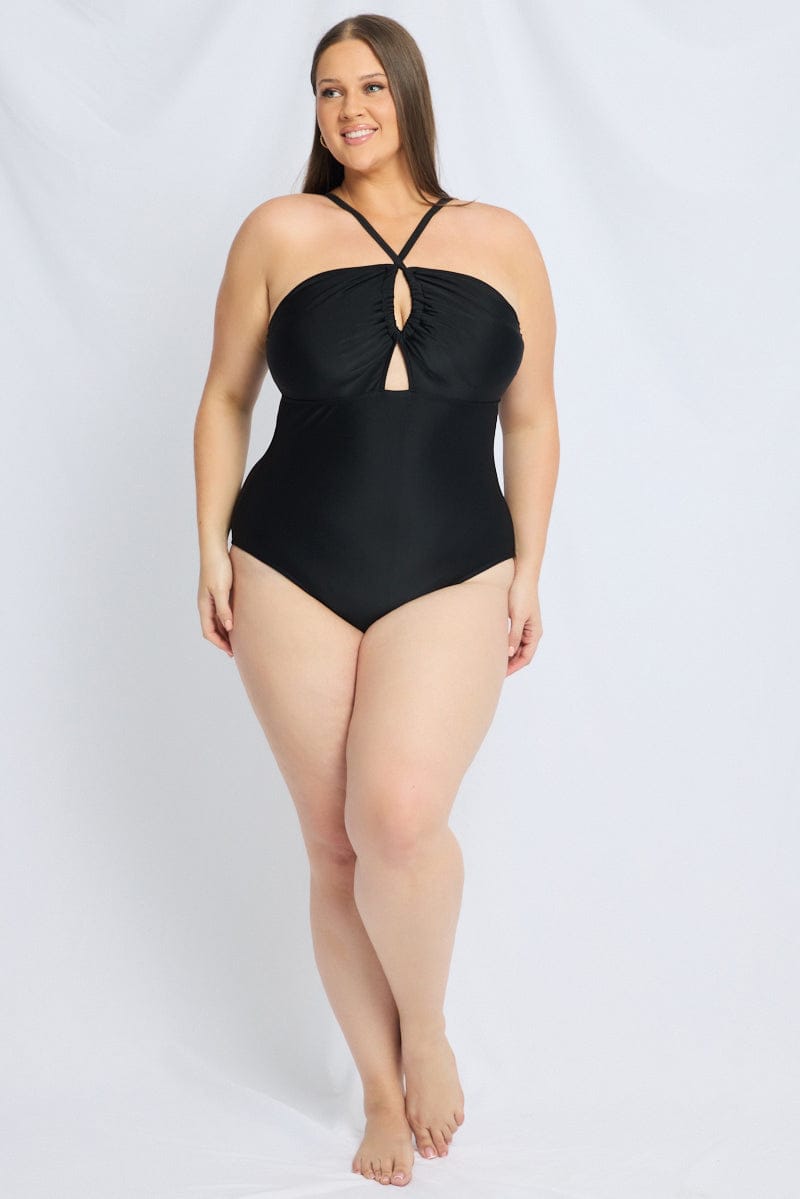Black Abstract One Piece Swimsuit for YouandAll Fashion