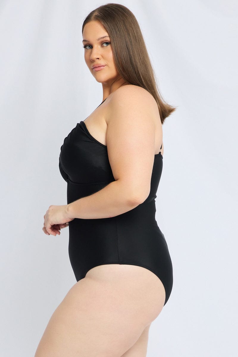 Black Abstract One Piece Swimsuit for YouandAll Fashion