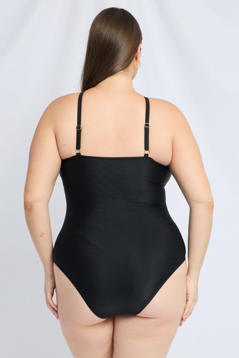 Black Abstract One Piece Swimsuit for YouandAll Fashion