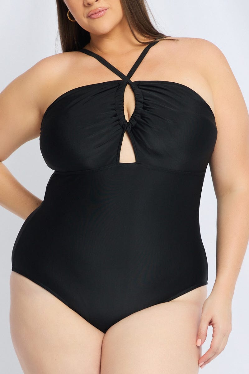 Black Abstract One Piece Swimsuit for YouandAll Fashion