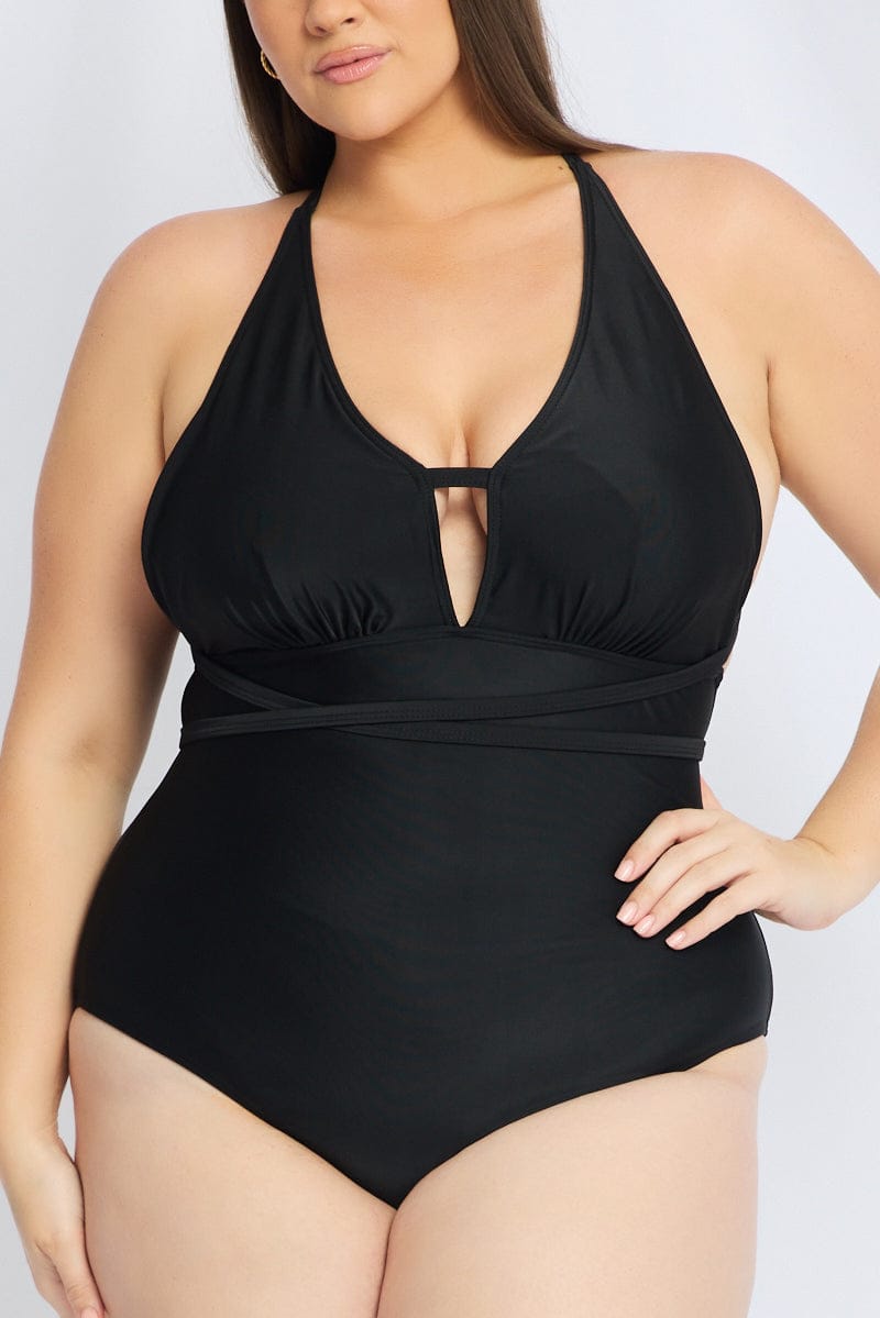 Black Wrap Around One Piece Swimsuit for YouandAll Fashion