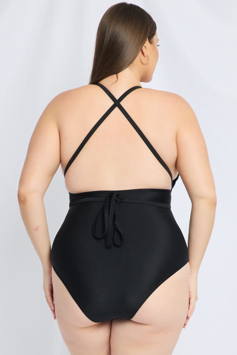 Black Wrap Around One Piece Swimsuit for YouandAll Fashion