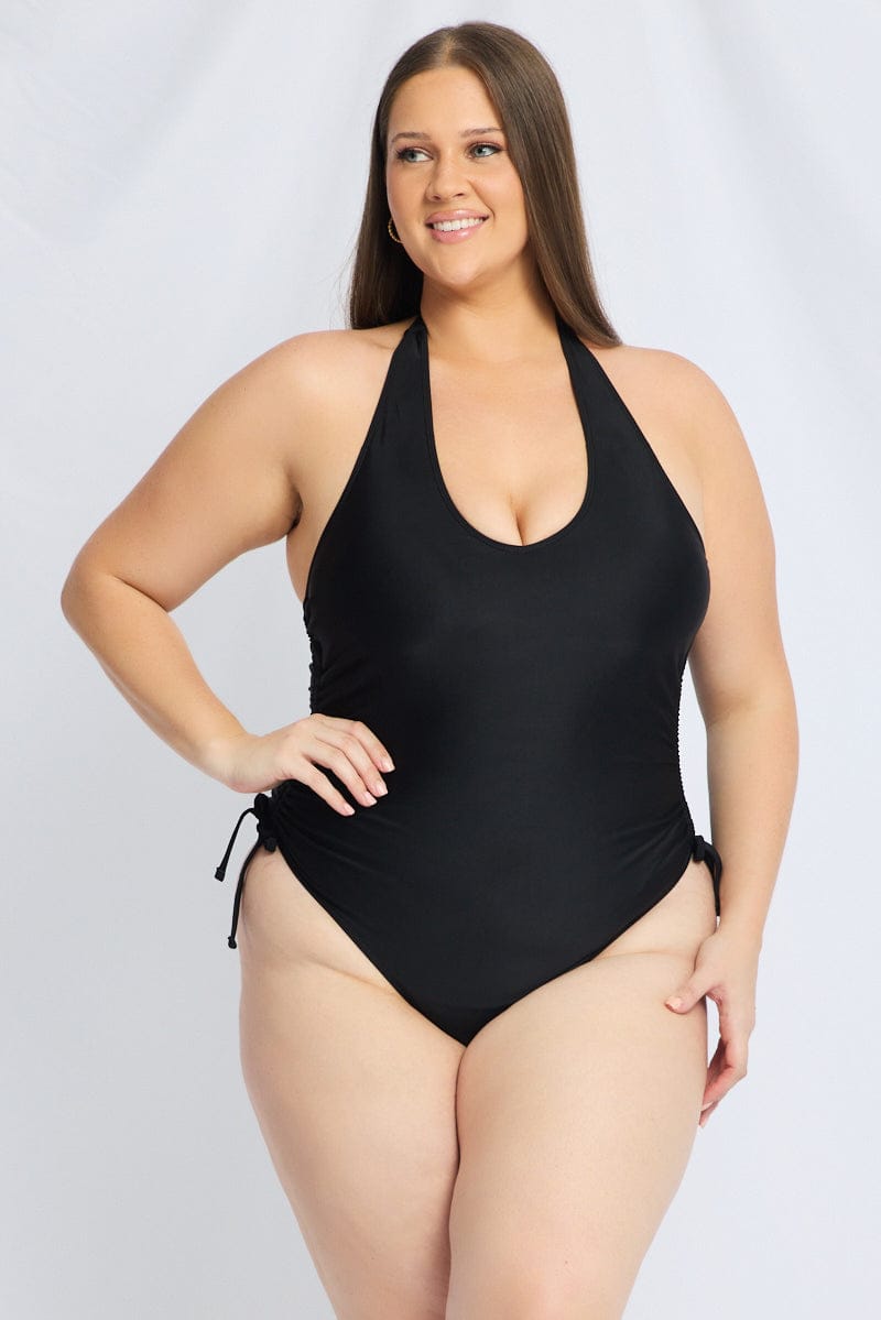 Black Abstract One Piece Swimsuit for YouandAll Fashion