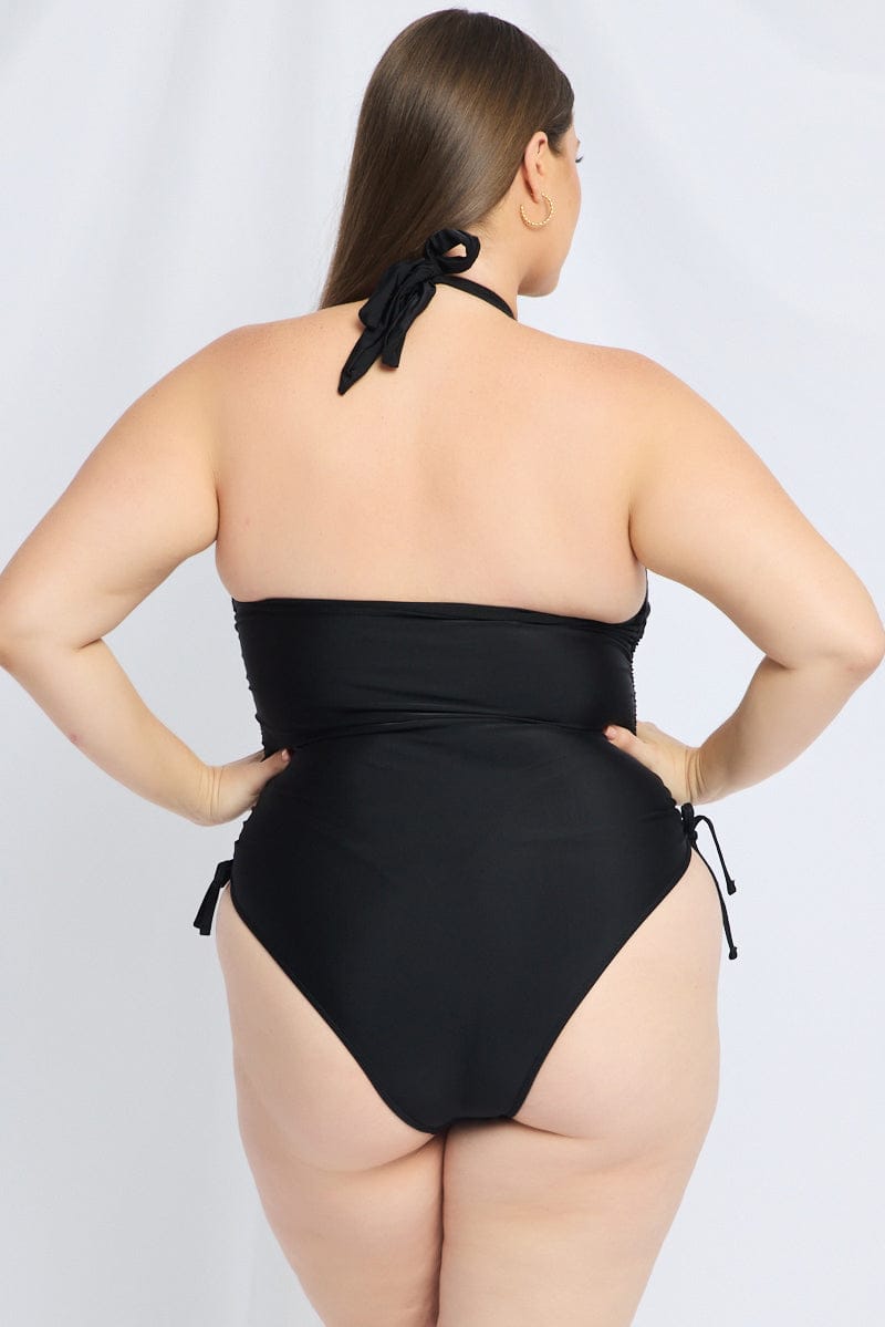 Black Abstract One Piece Swimsuit for YouandAll Fashion