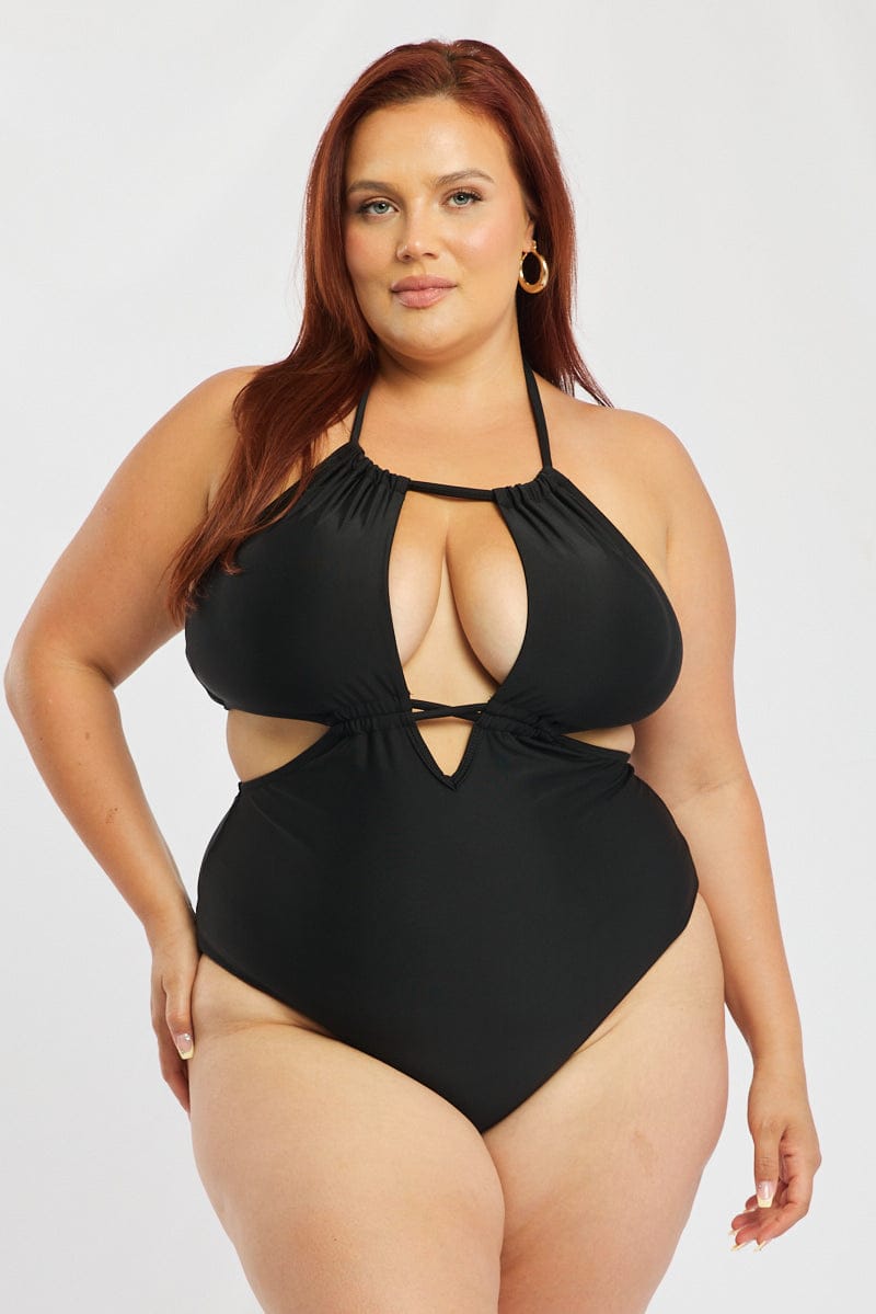 Black Cut Out One Piece Swimsuit for YouandAll Fashion