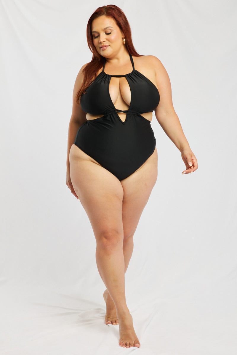 Black Cut Out One Piece Swimsuit for YouandAll Fashion