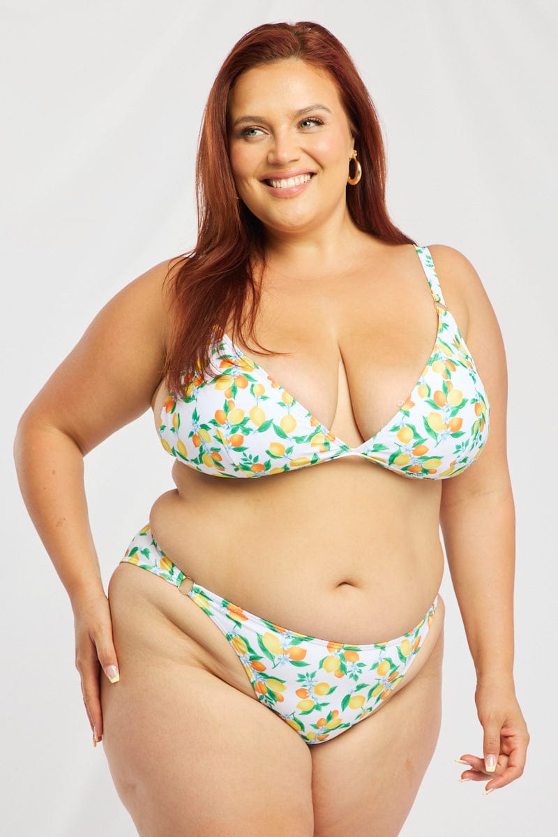 Yellow Print Triangle Bikini Set for YouandAll Fashion