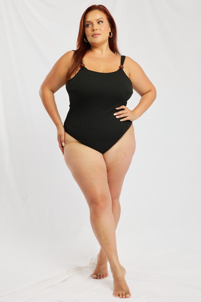 Black Bead Detail One Piece Swimsuit for YouandAll Fashion
