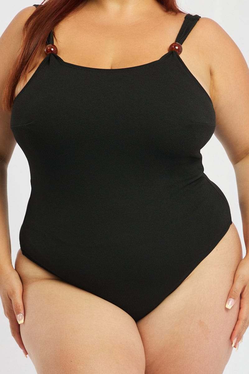 Black Bead Detail One Piece Swimsuit for YouandAll Fashion
