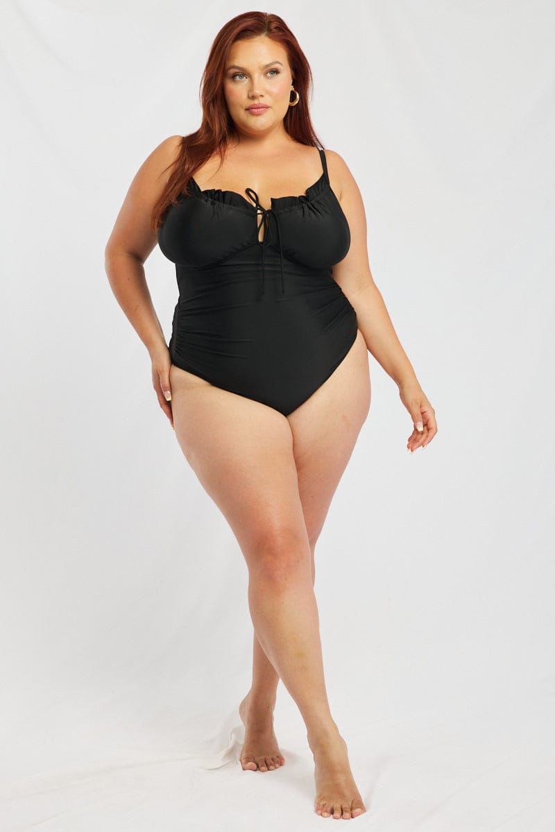 Black Ditsy One Piece Swimsuit for YouandAll Fashion