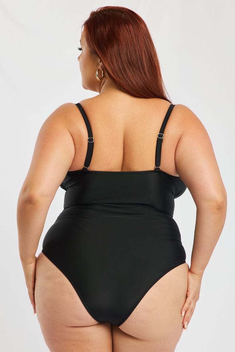 Black Ditsy One Piece Swimsuit for YouandAll Fashion