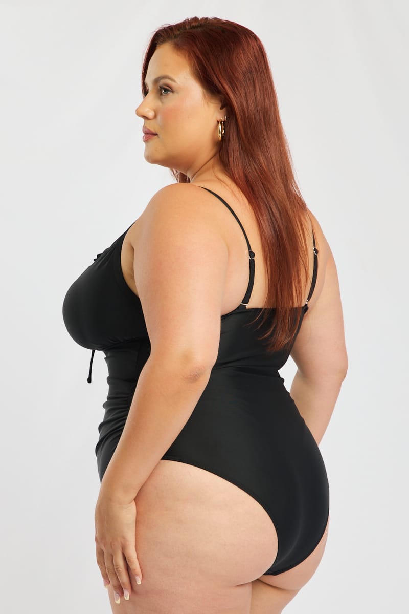 Black Ditsy One Piece Swimsuit for YouandAll Fashion