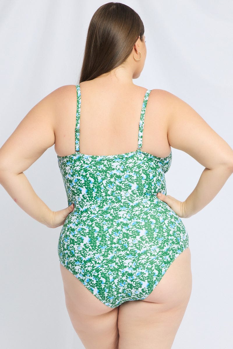 Green Ditsy One Piece Swimsuit for YouandAll Fashion