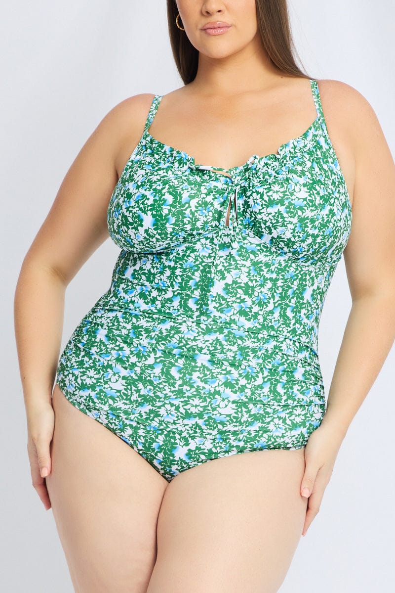 Green Ditsy One Piece Swimsuit for YouandAll Fashion