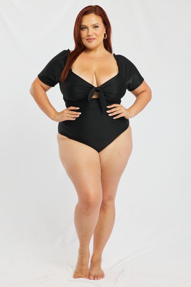 Black Knot Front One Piece Swimsuit for YouandAll Fashion