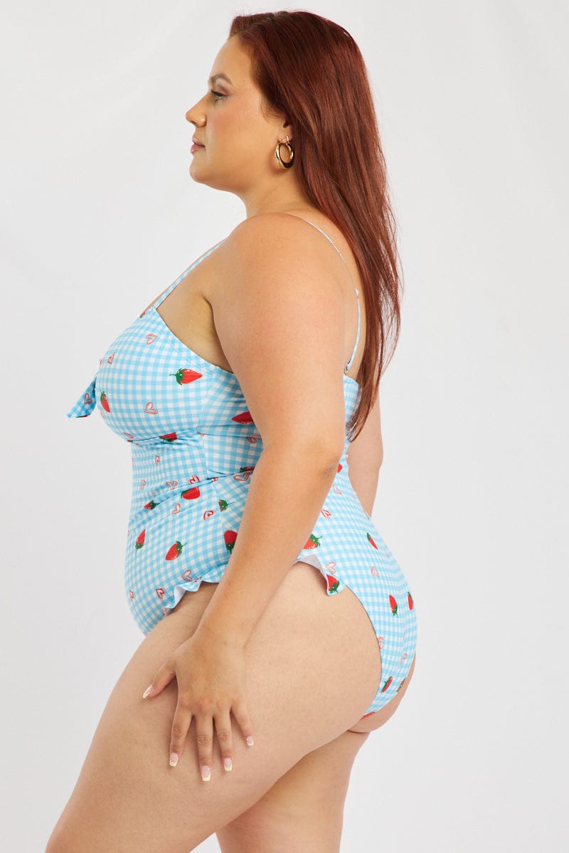 Blue Print One Piece Swimsuit for YouandAll Fashion