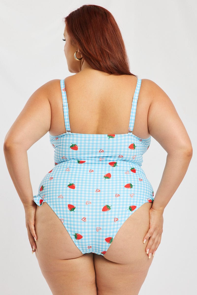 Blue Print One Piece Swimsuit for YouandAll Fashion