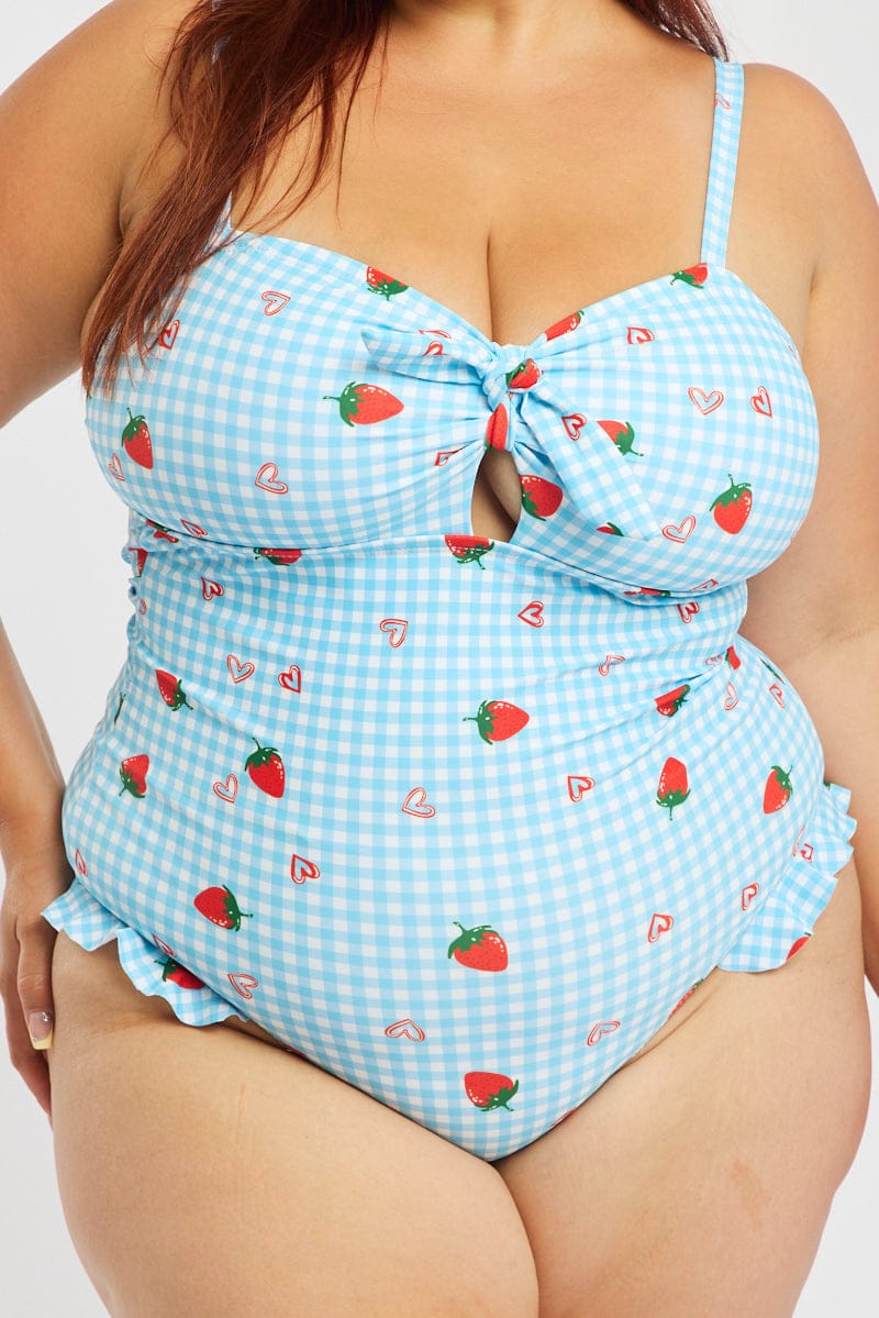 Blue Print One Piece Swimsuit for YouandAll Fashion