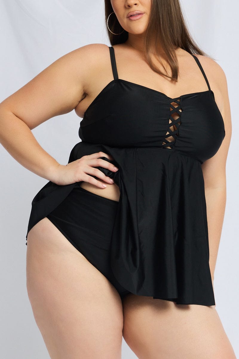 Black Cut Out Bikini Set Dress And Shorts for YouandAll Fashion