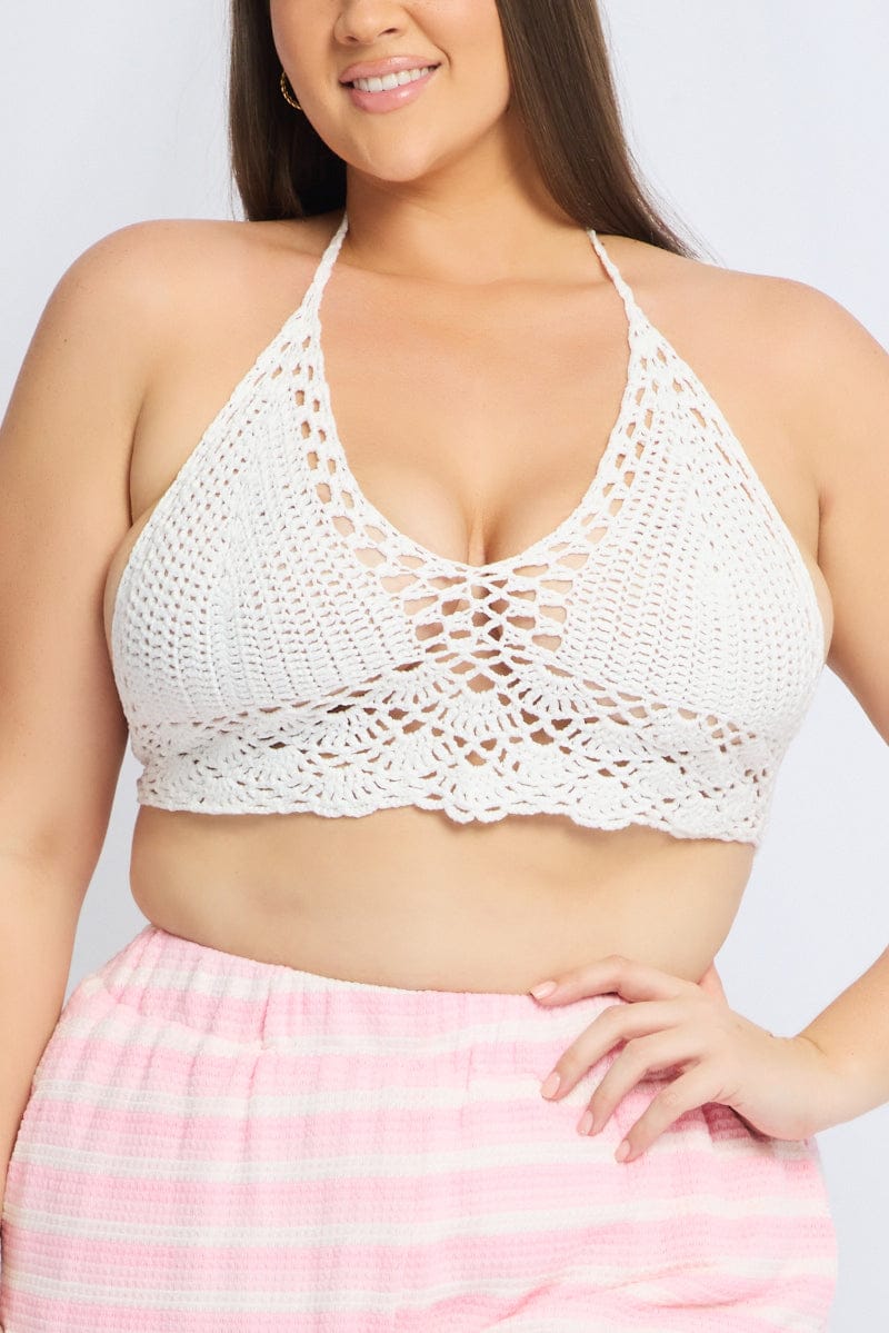 White Crochet Bikini Top for YouandAll Fashion