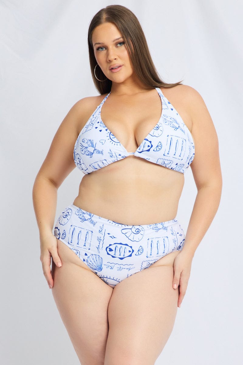 White Abstract Triangle Bikini Set for YouandAll Fashion