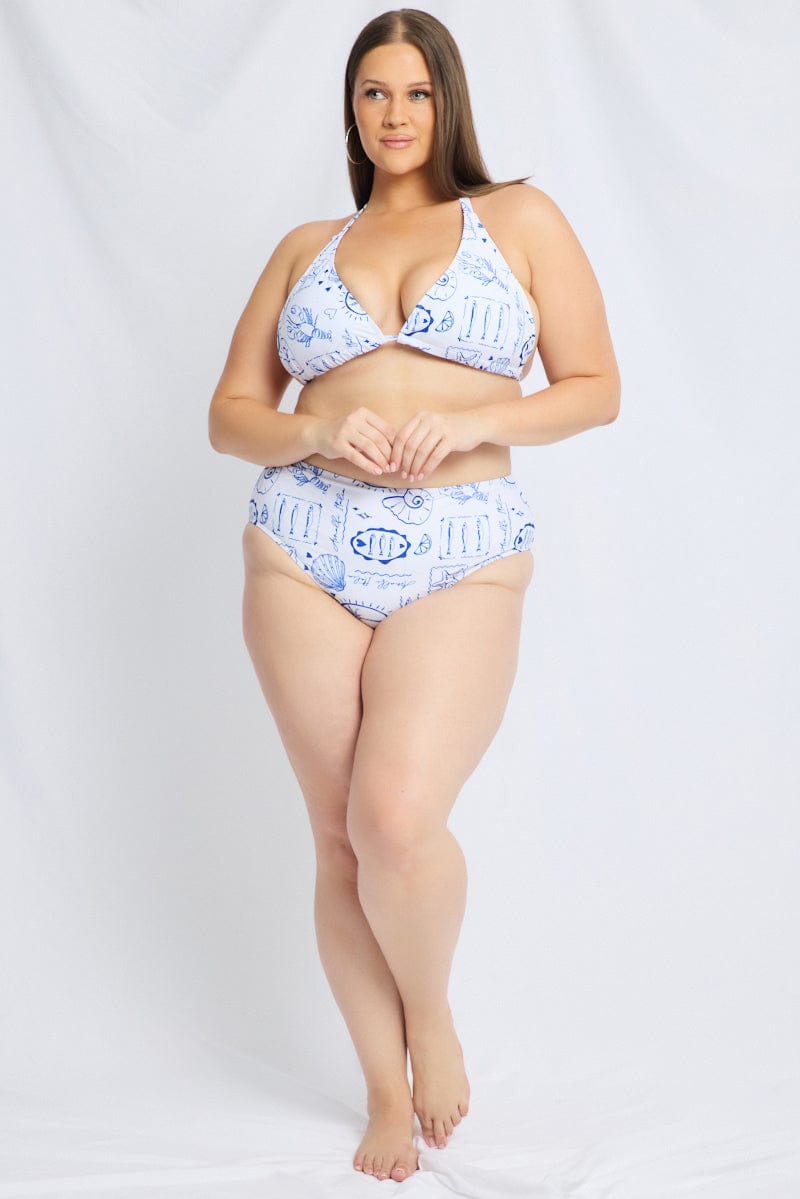 White Abstract Triangle Bikini Set for YouandAll Fashion