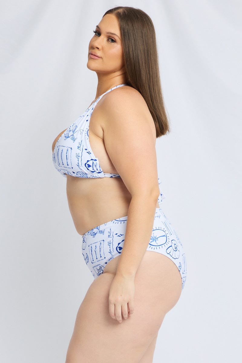 White Abstract Triangle Bikini Set for YouandAll Fashion
