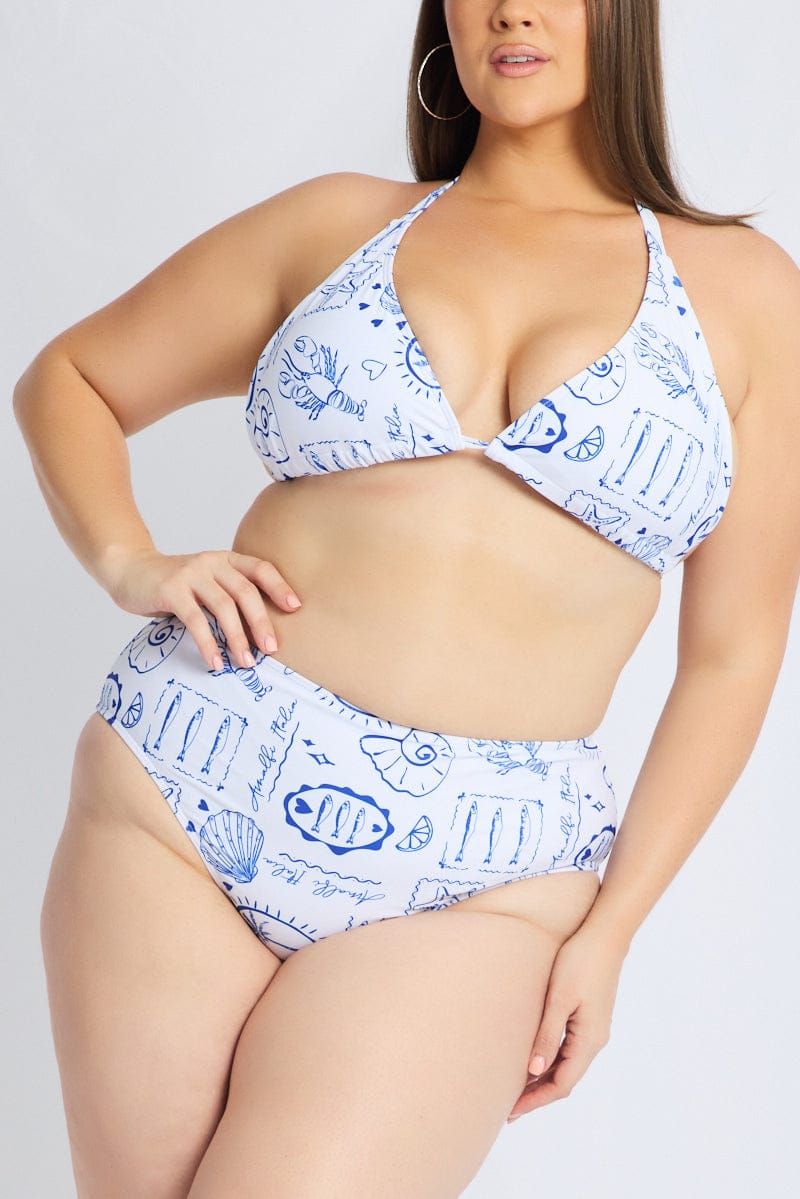 White Abstract Triangle Bikini Set for YouandAll Fashion