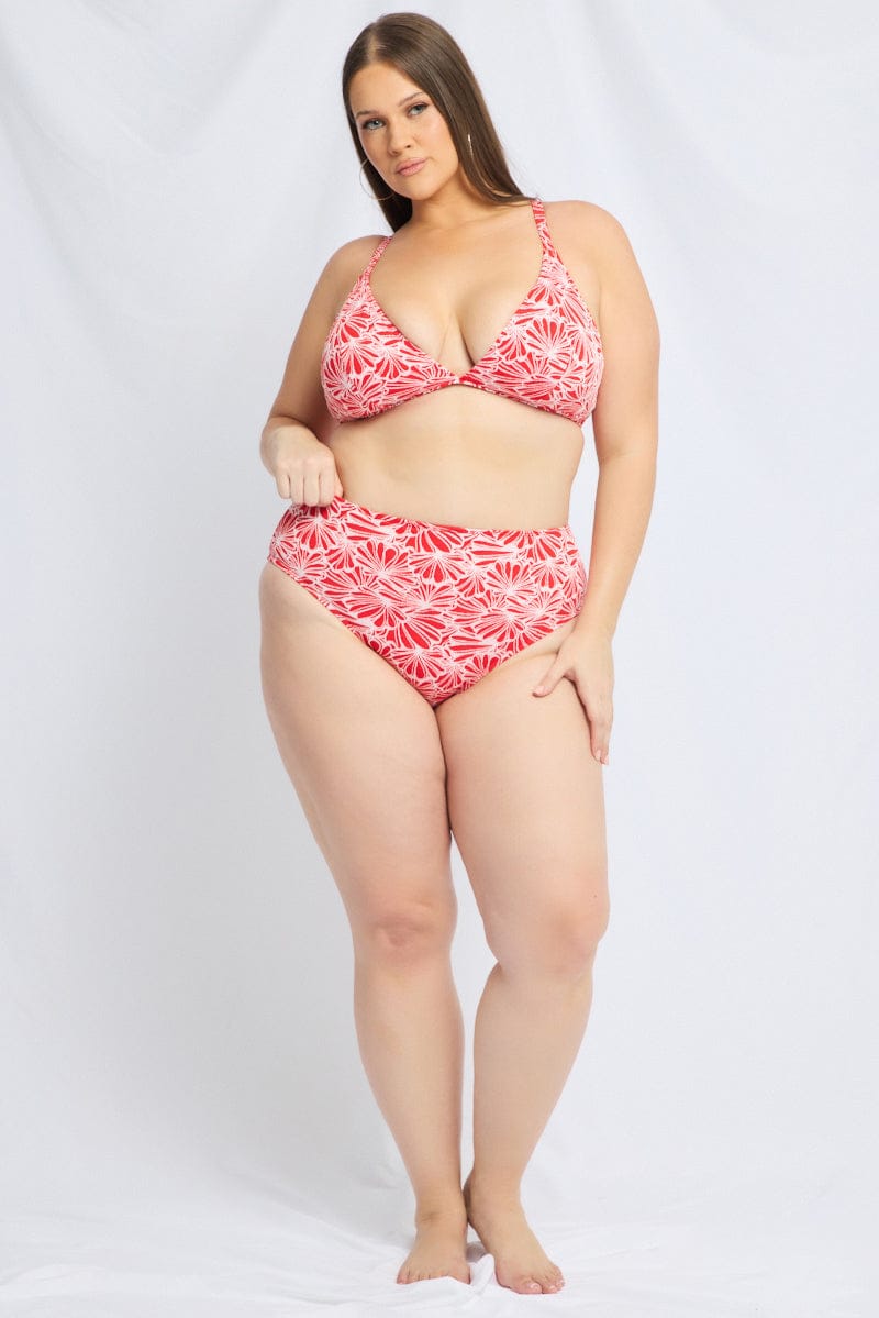 Red Abstract Triangle Bikini Set for YouandAll Fashion