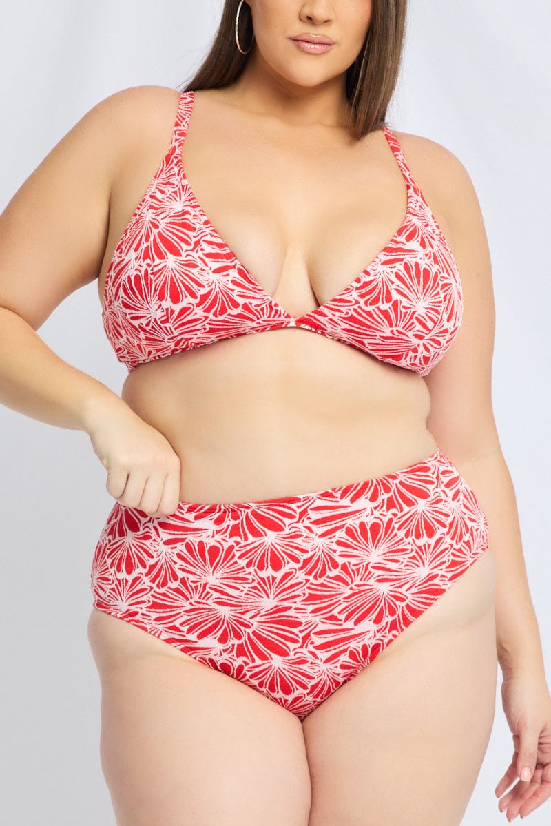 Red Abstract Triangle Bikini Set for YouandAll Fashion