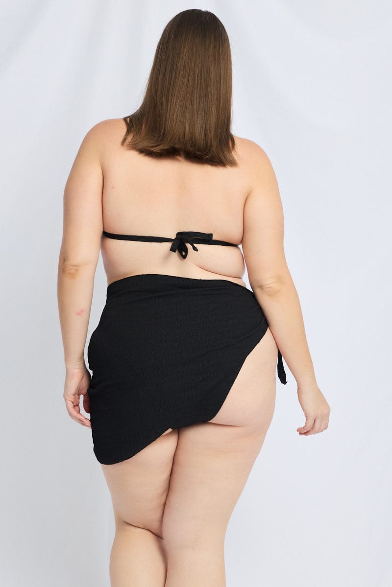 Black Triangle Bikini Set With Sarong for YouandAll Fashion