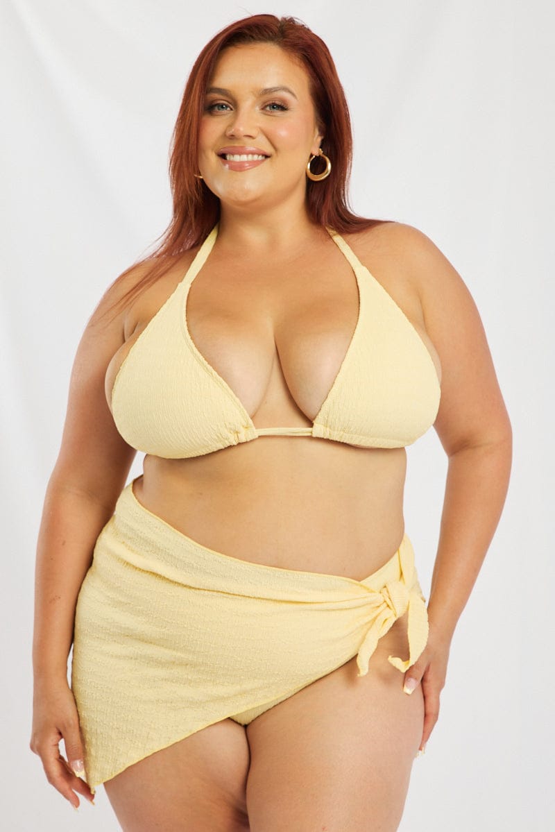 Yellow Triangle Bikini Set With Sarong for YouandAll Fashion