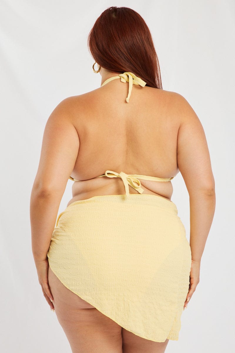 Yellow Triangle Bikini Set With Sarong for YouandAll Fashion