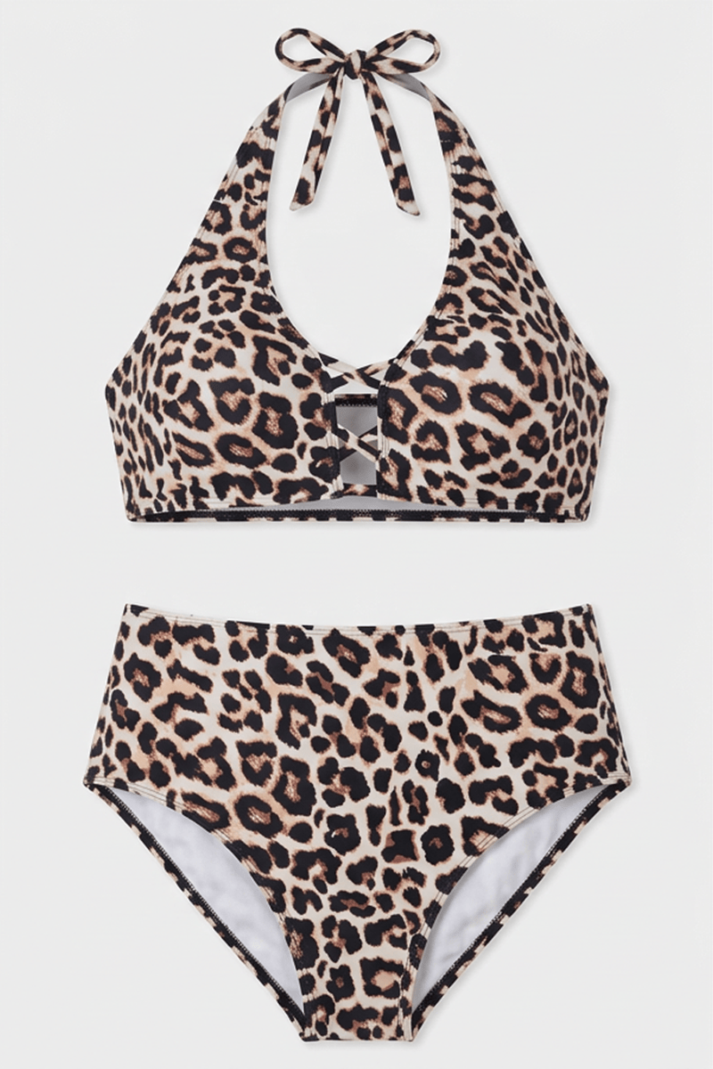 Brown Animal Print Cut Out Bikini Set for YouandAll Fashion