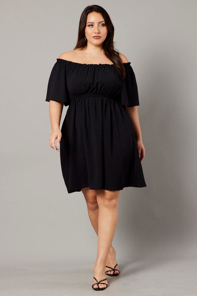 Black Off Shoulder Mini Dress for YouandAll Fashion