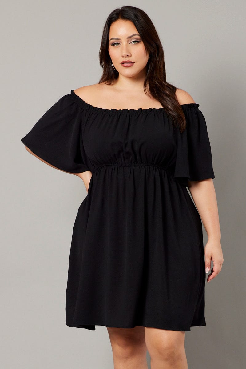 Black Off Shoulder Mini Dress for YouandAll Fashion