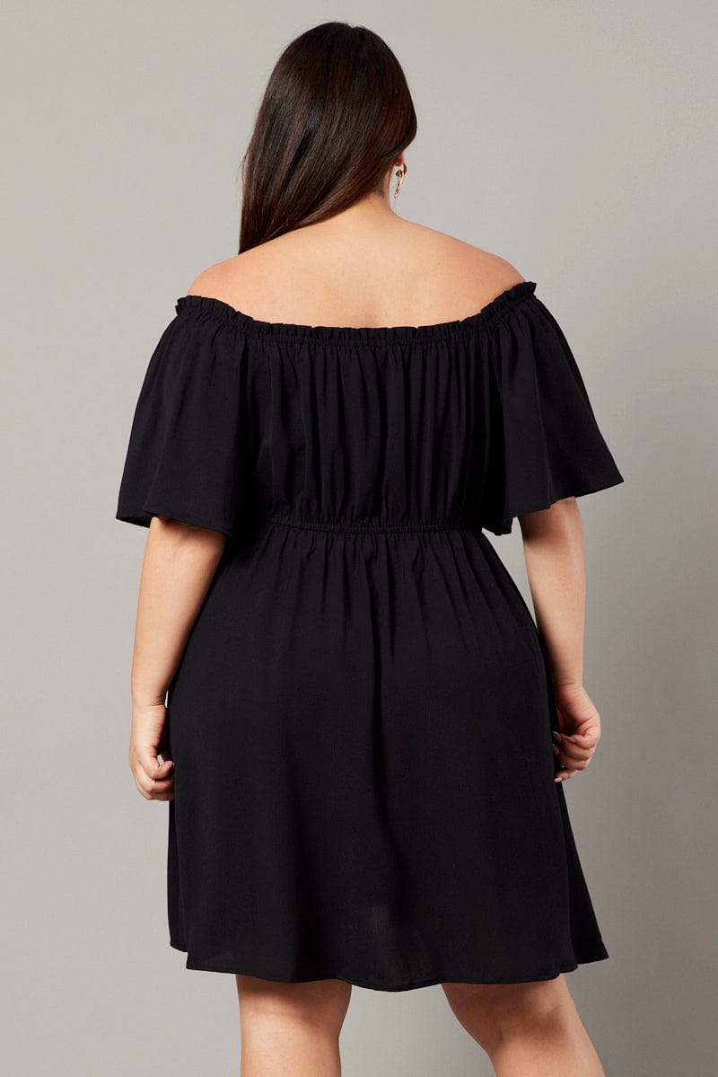 Black Off Shoulder Mini Dress for YouandAll Fashion